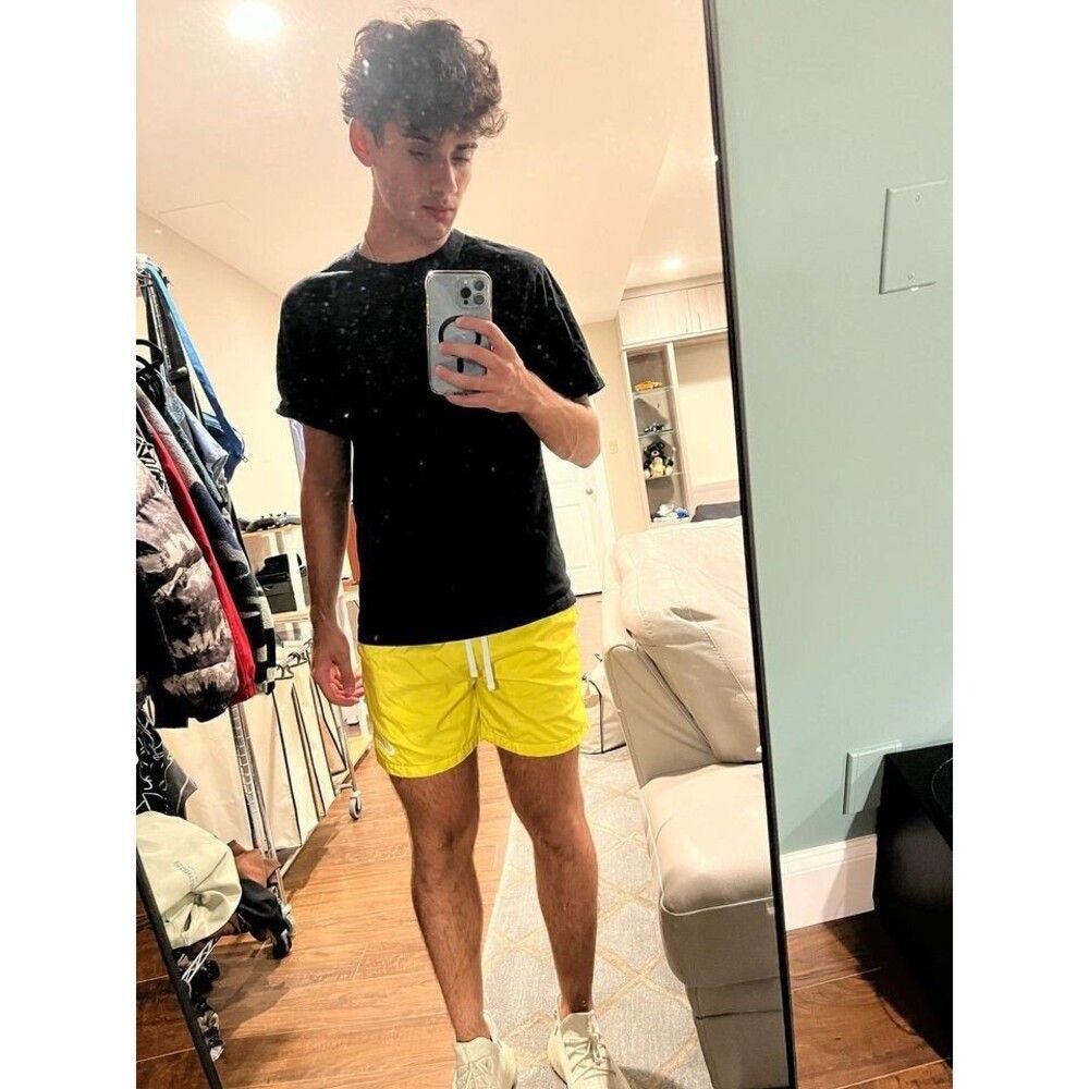 Nike Vintage Rare Sportswear Club Woven Track Shorts Nylon Neon Yellow XS